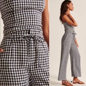 Abercrombie & Fitch Crop Wide Leg Linen Blend Pant